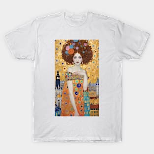 Gustav Klimt's London Kaleidoscope: Inspired Cityscape T-Shirt